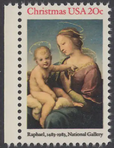 USA Michel 1663 / Scott 2063 postfrisch EINZELMARKE RAND links - Weihnachten: HI. Jungfrau und Kind