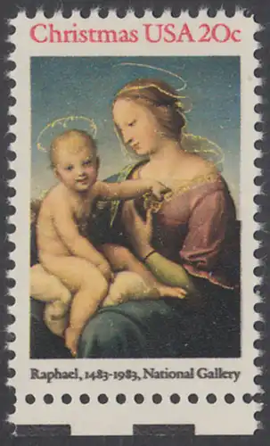 USA Michel 1663 / Scott 2063 postfrisch EINZELMARKE RAND unten (a1) - Weihnachten: HI. Jungfrau und Kind