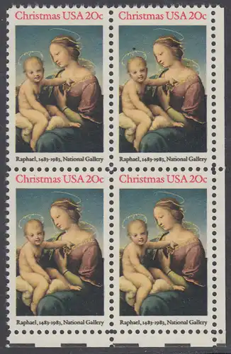 USA Michel 1663 / Scott 2063 postfrisch BLOCK ECKRAND unten rechts - Weihnachten: HI. Jungfrau und Kind