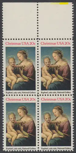 USA Michel 1663 / Scott 2063 postfrisch BLOCK RÄNDER oben (a1) - Weihnachten: HI. Jungfrau und Kind