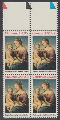 USA Michel 1663 / Scott 2063 postfrisch BLOCK RÄNDER oben (a3) - Weihnachten: HI. Jungfrau und Kind