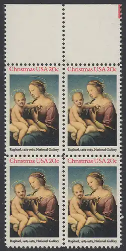 USA Michel 1663 / Scott 2063 postfrisch BLOCK RÄNDER oben (a4) - Weihnachten: HI. Jungfrau und Kind