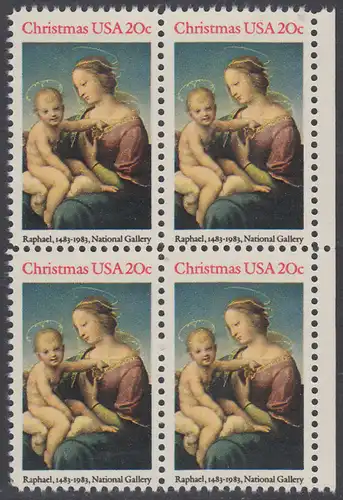 USA Michel 1663 / Scott 2063 postfrisch BLOCK RÄNDER rechts - Weihnachten: HI. Jungfrau und Kind