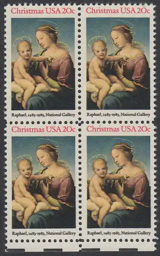 USA Michel 1663 / Scott 2063 postfrisch BLOCK RÄNDER unten - Weihnachten: HI. Jungfrau und Kind
