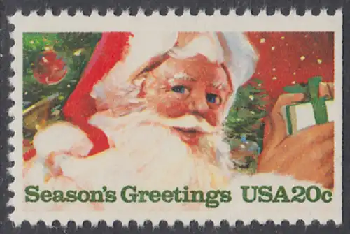 USA Michel 1664 / Scott 2064 postfrisch EINZELMARKE (rechts ungezähnt) - Weihnachten: Weihnachtsmann