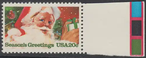 USA Michel 1664 / Scott 2064 postfrisch EINZELMARKE RAND rechts - Weihnachten: Weihnachtsmann