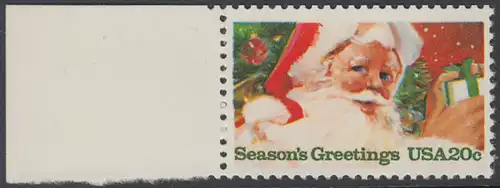 USA Michel 1664 / Scott 2064 postfrisch EINZELMARKE RAND links - Weihnachten: Weihnachtsmann
