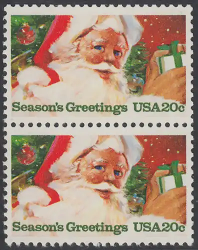 USA Michel 1664 / Scott 2064 postfrisch vert.PAAR - Weihnachten: Weihnachtsmann