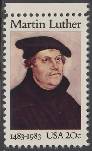 USA Michel 1669 / Scott 2065 postfrisch EINZELMARKE RAND oben - 500. Geburtstag von Martin Luther (1483-1546), deutscher Reformator