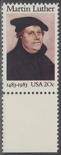 USA Michel 1669 / Scott 2065 postfrisch EINZELMARKE RAND unten - 500. Geburtstag von Martin Luther (1483-1546), deutscher Reformator