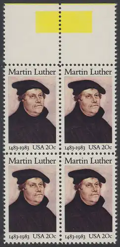 USA Michel 1669 / Scott 2065 postfrisch BLOCK RÄNDER oben (a2) - 500. Geburtstag von Martin Luther (1483-1546), deutscher Reformator