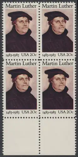 USA Michel 1669 / Scott 2065 postfrisch BLOCK RÄNDER unten (a2) - 500. Geburtstag von Martin Luther (1483-1546), deutscher Reformator