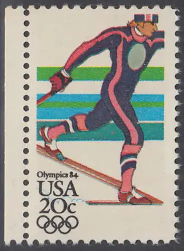 USA Michel 1673 / Scott 2069 postfrisch EINZELMARKE RAND links - Olympische Winterspiele, Sarajevo