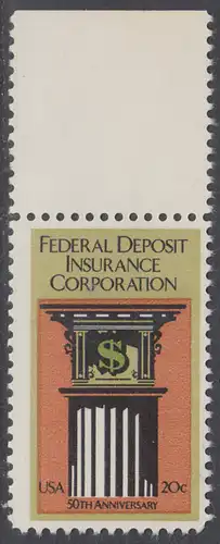 USA Michel 1675 / Scott 2071 postfrisch EINZELMARKE RAND oben - 50 Jahre Bundesbankeinlagenversicherung: Säule mit Kapitell
