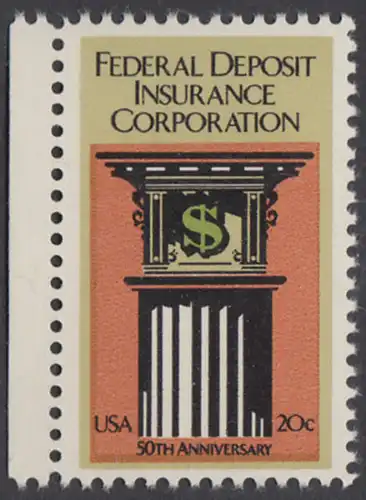 USA Michel 1675 / Scott 2071 postfrisch EINZELMARKE RAND links - 50 Jahre Bundesbankeinlagenversicherung: Säule mit Kapitell