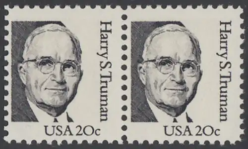 USA Michel 1676 / Scott 1862 postfrisch horiz.PAAR - Amerikanische Persönlichkeiten: Harry S. Truman (1884-1972), 33. Präsident der USA