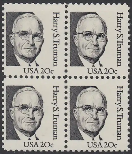 USA Michel 1676 / Scott 1862 postfrisch BLOCK - Amerikanische Persönlichkeiten: Harry S. Truman (1884-1972), 33. Präsident der USA