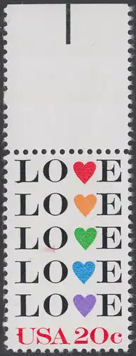 USA Michel 1677 / Scott 2072 postfrisch EINZELMARKE RAND oben - Grußmarke: Love