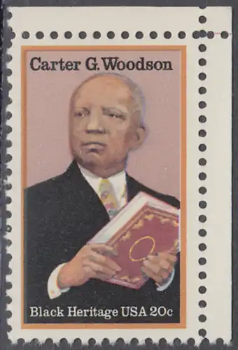 USA Michel 1678 / Scott 2073 postfrisch EINZELMARKE ECKRAND oben rechts - Schwarzamerikanisches Erbe: Carter G. Woodson, Historiker