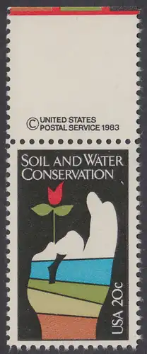 USA Michel 1680 / Scott 2074 postfrisch EINZELMARKE RAND oben m/ copyright symbol - 50 Jahre Programm für Boden- und Gewässerschutz