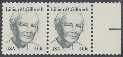 USA Michel 1682 / Scott 1868 postfrisch horiz.PAAR RAND rechts - Amerikanische Persönlichkeiten: Lilian M. Gilbreth (1878-1972), Ingenieurin