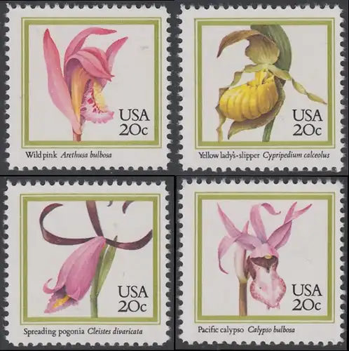 USA Michel 1683-1686 / Scott 2076-2079 postfrisch SATZ(4) EINZELMARKEN - Orchideen