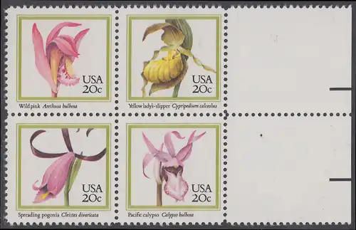 USA Michel 1683-1686 / Scott 2076-2079 postfrisch BLOCK RÄNDER rechts - Orchideen