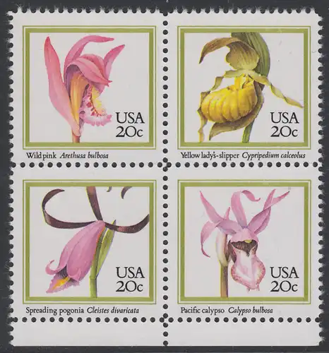 USA Michel 1683-1686 / Scott 2076-2079 postfrisch BLOCK RÄNDER unten - Orchideen