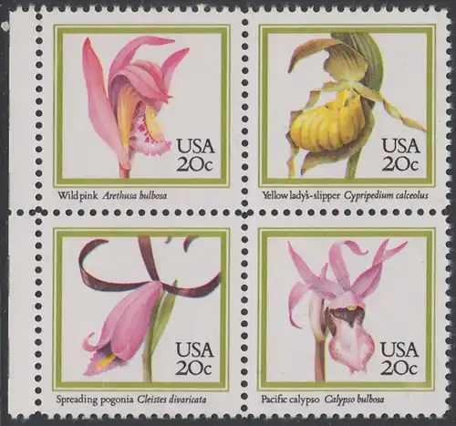 USA Michel 1683-1686 / Scott 2076-2079 postfrisch BLOCK RÄNDER links (a2) - Orchideen