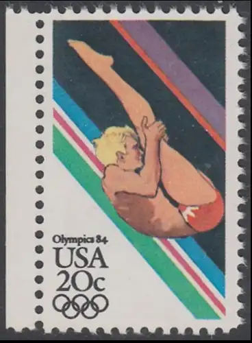 USA Michel 1690 / Scott 2082 postfrisch EINZELMARKE RAND links - Olympische Sommerspiele, Los Angeles