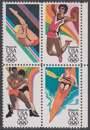 USA Michel 1690-1693 / Scott 2082-2085 postfrisch BLOCK RÄNDER rechts - Olympische Sommerspiele, Los Angeles