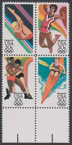 USA Michel 1690-1693 / Scott 2082-2085 postfrisch BLOCK RÄNDER unten - Olympische Sommerspiele, Los Angeles