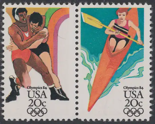 USA Michel 1692+1693 / Scott 2084+2085 postfrisch horiz.PAAR - Olympische Sommerspiele, Los Angeles