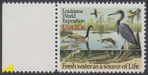 USA Michel 1694 / Scott 2086 postfrisch EINZELMARKE RAND links (a1) - Louisiana-Weltausstellung, New Orleans - Gewässerschutz