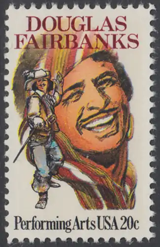 USA Michel 1696 / Scott 2088 postfrisch EINZELMARKE - Darstellende Künste und Künstler: Douglas Fairbanks (1883-1939), Filmschauspieler 