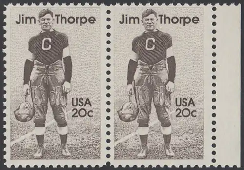 USA Michel 1697 / Scott 2089 postfrisch horiz.PAAR RAND rechts - Sportler: James Francis -Jim- Thorpe (1887-1953), Leichtathlet, Football- und Baseballspieler