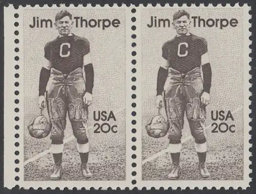 USA Michel 1697 / Scott 2089 postfrisch horiz.PAAR RAND links - Sportler: James Francis -Jim- Thorpe (1887-1953), Leichtathlet, Football- und Baseballspieler