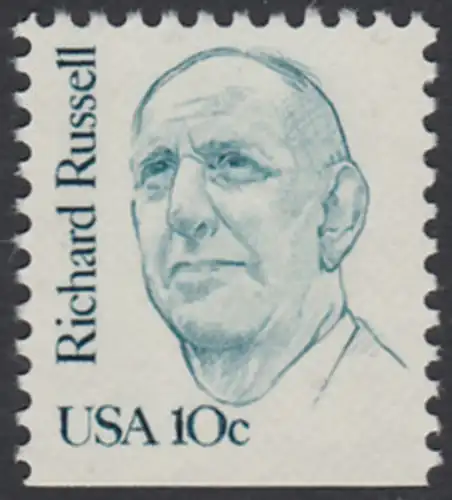 USA Michel 1698 / Scott 1853 postfrisch EINZELMARKE (unten ungezähnt) - Amerikanische Persönlichkeiten: Richard B. Russell (1897-1971), Senator