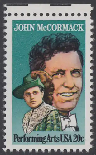 USA Michel 1699 / Scott 2090 postfrisch EINZELMARKE RAND oben - Darstellende Künste und Künstler: John McCormack (1884-1945), Sänger