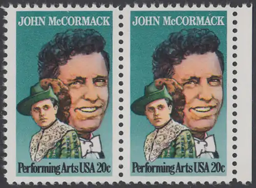 USA Michel 1699 / Scott 2090 postfrisch horiz.PAAR RAND rechts - Darstellende Künste und Künstler: John McCormack (1884-1945), Sänger
