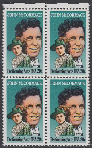 USA Michel 1699 / Scott 2090 postfrisch BLOCK RÄNDER oben - Darstellende Künste und Künstler: John McCormack (1884-1945), Sänger