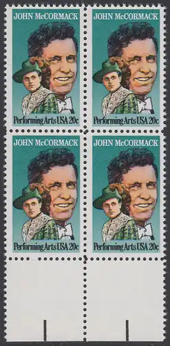 USA Michel 1699 / Scott 2090 postfrisch BLOCK RÄNDER unten - Darstellende Künste und Künstler: John McCormack (1884-1945), Sänger