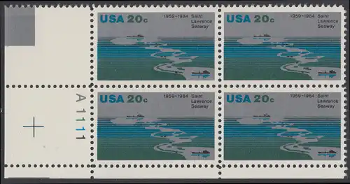 USA Michel 1700 / Scott 2091 postfrisch PLATEBLOCK ECKRAND unten links m/ Platten-# A1111 - 25 Jahre St.-Lorenz-Seeweg