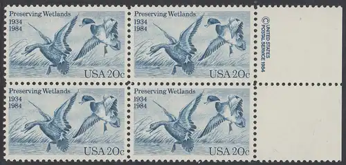 USA Michel 1701 / Scott 2092 postfrisch BLOCK RÄNDER rechts m/ copyright symbol - 50 Jahre Zugvogel-Jagd- und Schutzgesetz: Stockente