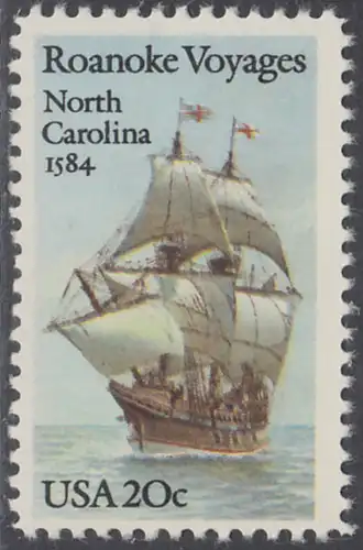 USA Michel 1702 / Scott 2093 postfrisch EINZELMARKE - 400. Jahrestag des 1. Besiedelungsversuchs von North Carolina: Segelschiff Elizabeth