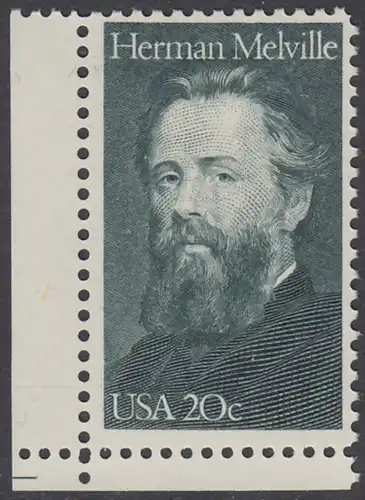 USA Michel 1703 / Scott 2094 postfrisch EINZELMARKE ECKRAND unten links - Herman Melville. Schriftsteller