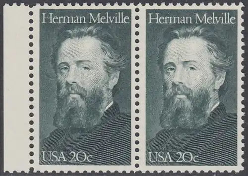 USA Michel 1703 / Scott 2094 postfrisch horiz.PAAR RAND links - Herman Melville. Schriftsteller