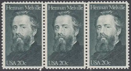 USA Michel 1703 / Scott 2094 postfrisch horiz.STRIP(3) - Herman Melville. Schriftsteller