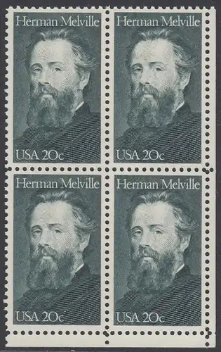 USA Michel 1703 / Scott 2094 postfrisch BLOCK ECKRAND unten rechts - Herman Melville. Schriftsteller