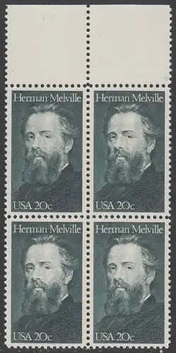 USA Michel 1703 / Scott 2094 postfrisch BLOCK RÄNDER oben - Herman Melville. Schriftsteller